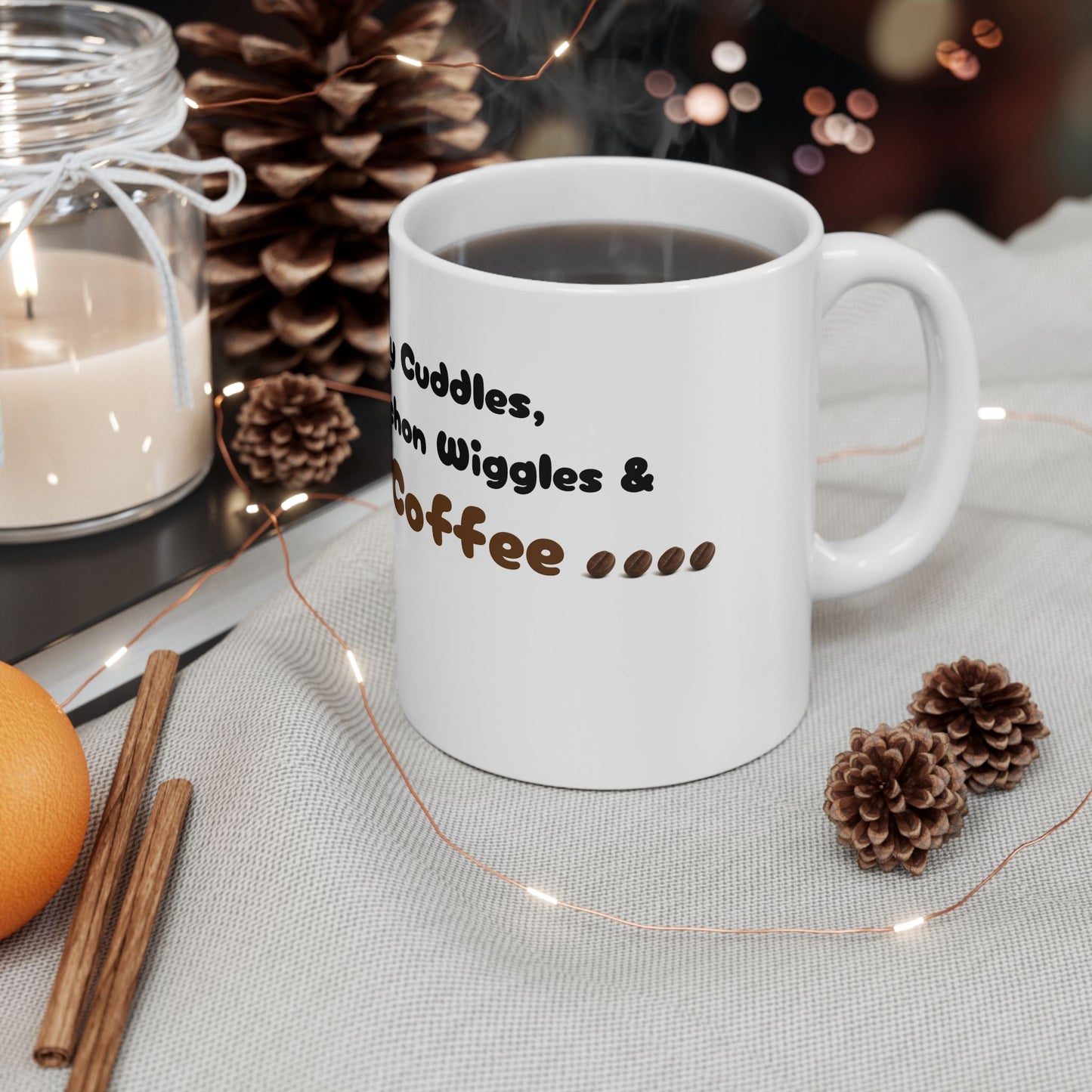Bichon Wiggly Cuddle Mug - Powered by Cuddles, Pet Lovers Gift, Cute Coffee Cup, Dog Themed Mug, Fun Sips for Animal Fans