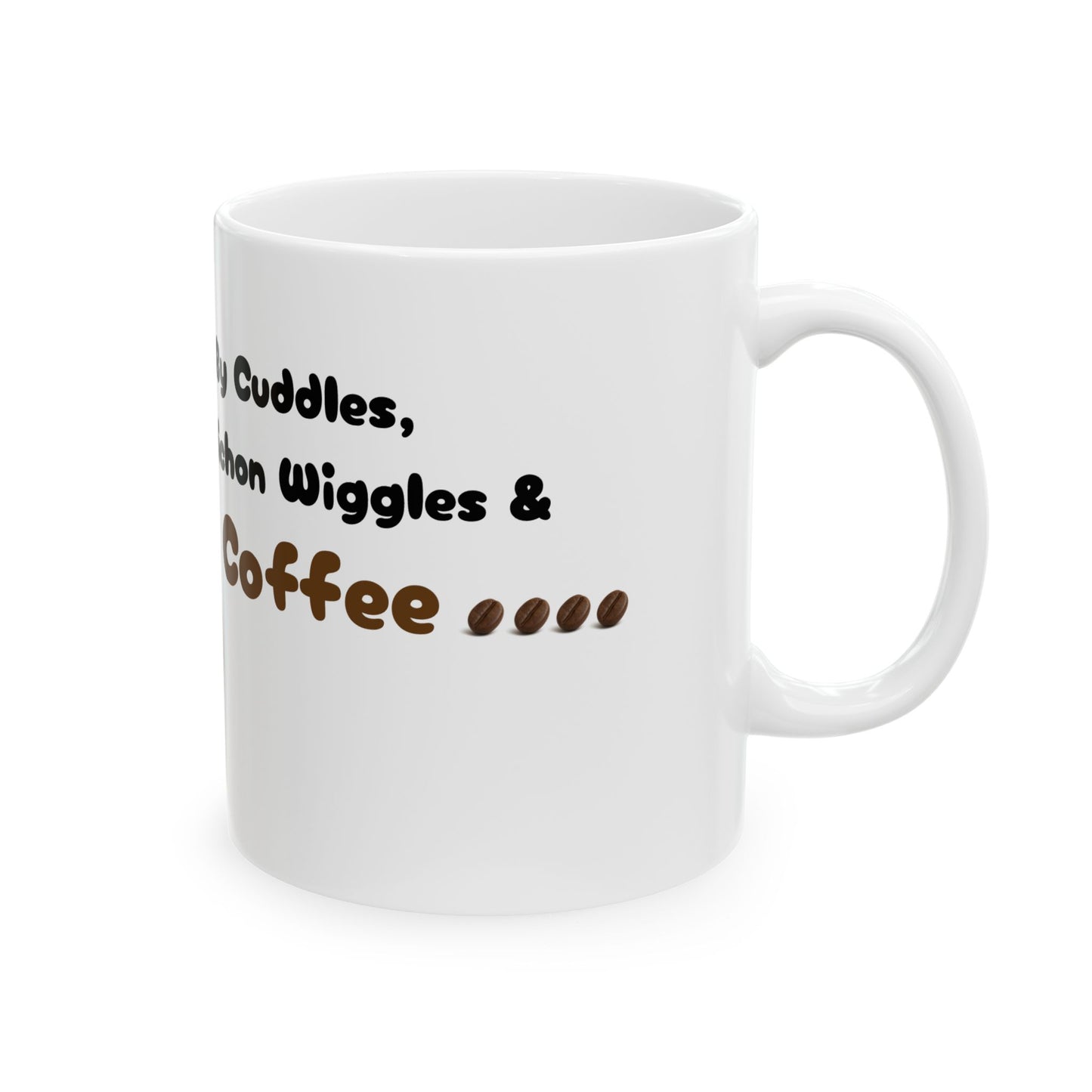 Bichon Wiggly Cuddle Mug - Powered by Cuddles, Pet Lovers Gift, Cute Coffee Cup, Dog Themed Mug, Fun Sips for Animal Fans