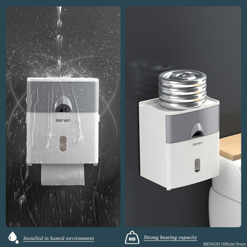 MENGNI-High Quality Toilet Paper Holder Waterproof Tissue Storage Box Wall Mount Toilet Roll Organizer Bathroom Accessories Sets