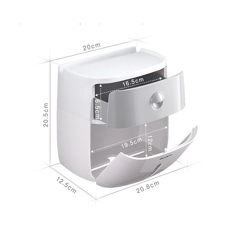 Waterproof Tissue Toilet Roll Paper Holder Bathroom Wall-mounted Plastic Rack Shelf Storage Dispenser LF82003