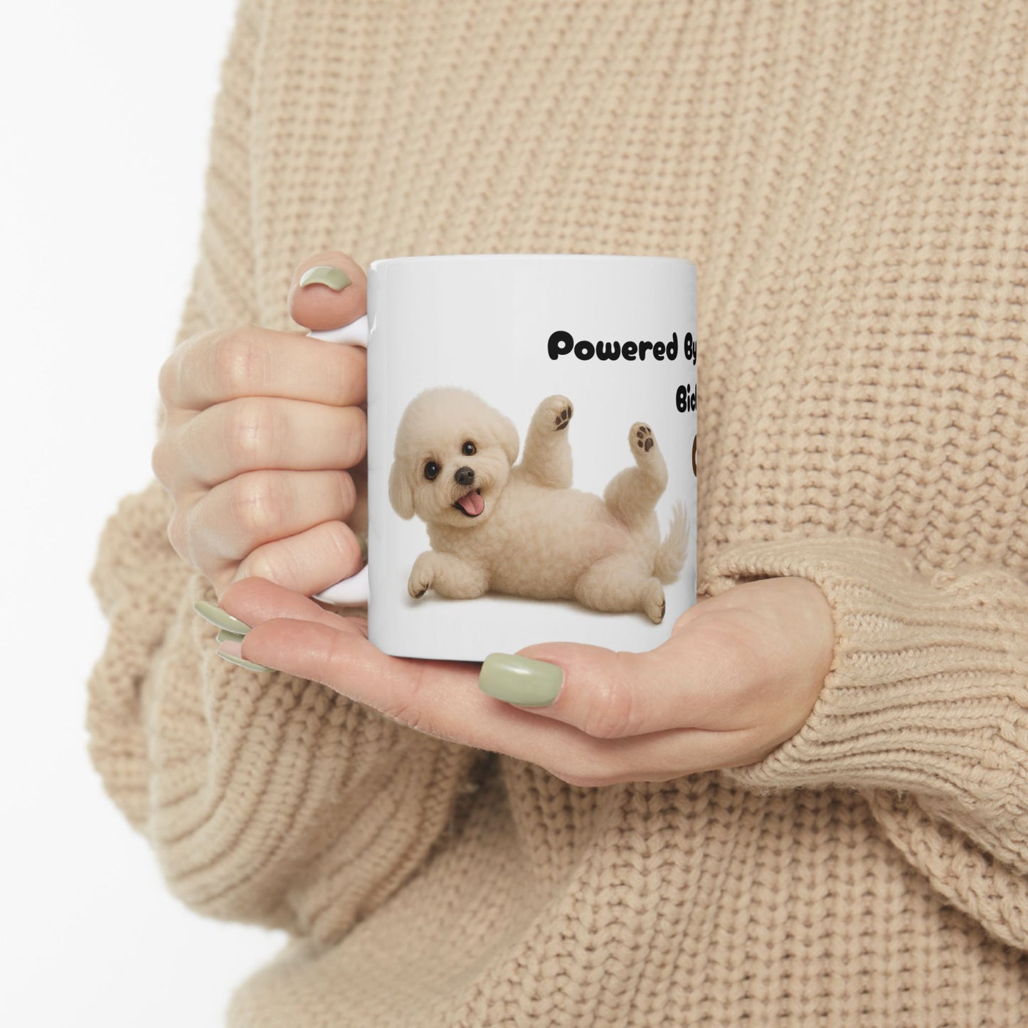 Bichon Wiggly Cuddle Mug - Powered by Cuddles, Pet Lovers Gift, Cute Coffee Cup, Dog Themed Mug, Fun Sips for Animal Fans