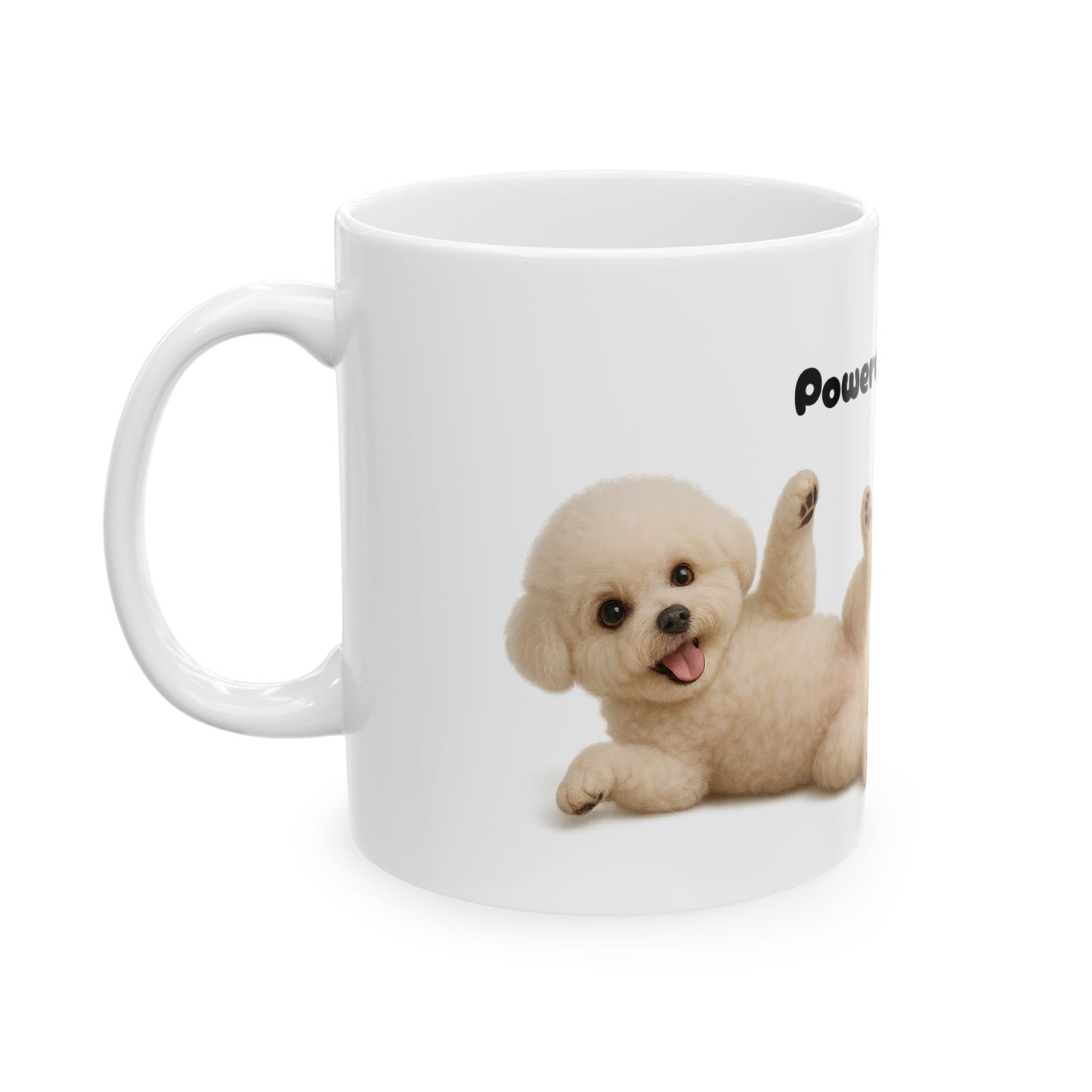 Bichon Wiggly Cuddle Mug - Powered by Cuddles, Pet Lovers Gift, Cute Coffee Cup, Dog Themed Mug, Fun Sips for Animal Fans