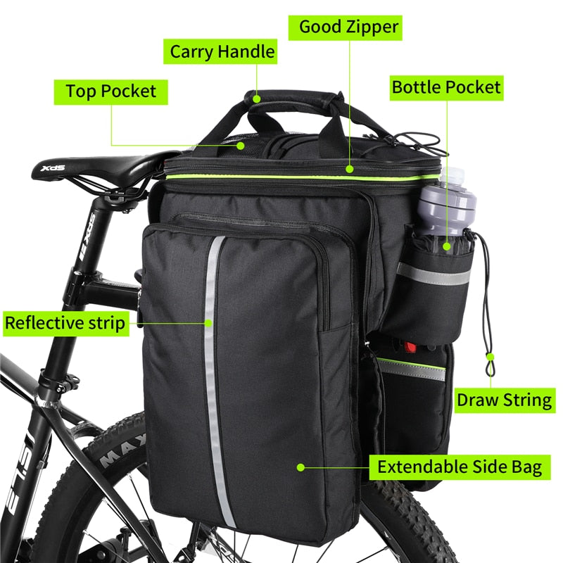 Waterproof Bicycle Saddle Bag Reflective 20L Large Capacity Tail Rear 3 in 1 Trunk Bag Road Mountain Luggage Carrier Bike Bags