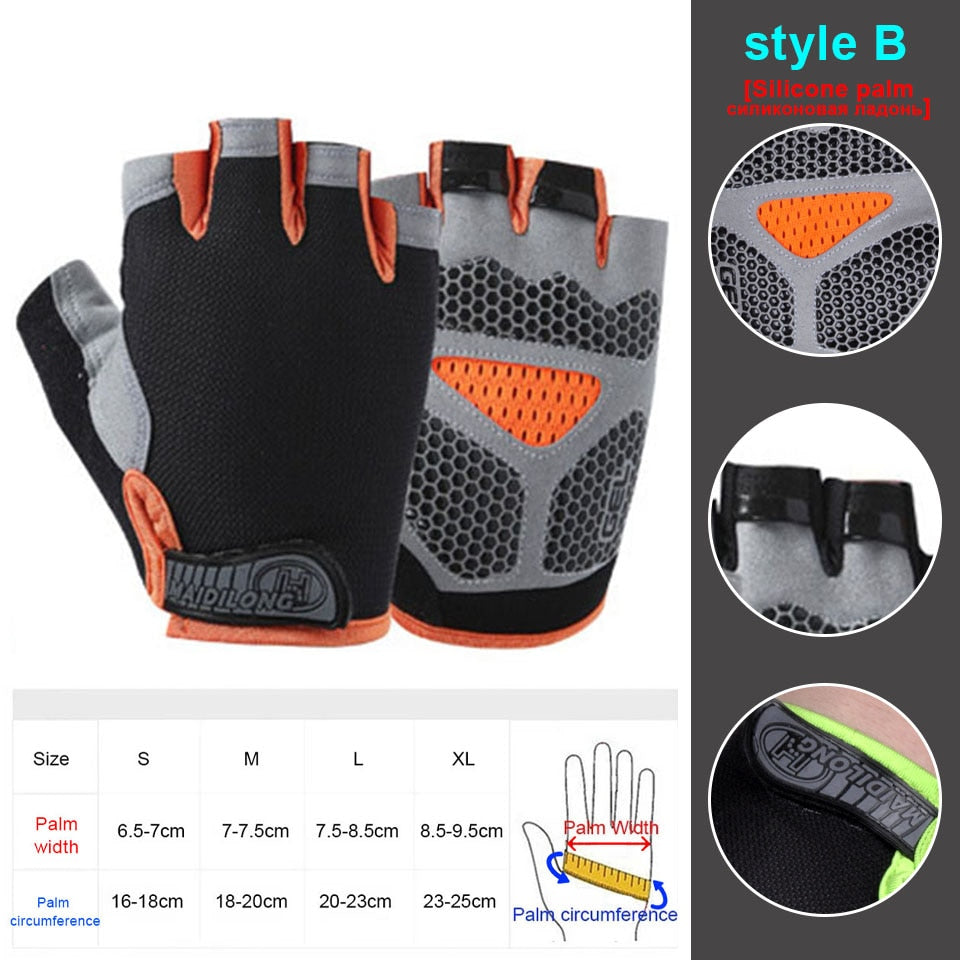 Silicone Anti-slip Anti-sweat Cycling Gloves Men Women Half Finger Gloves Breathable Anti-shock Sports Bike Bicycle Glove D40