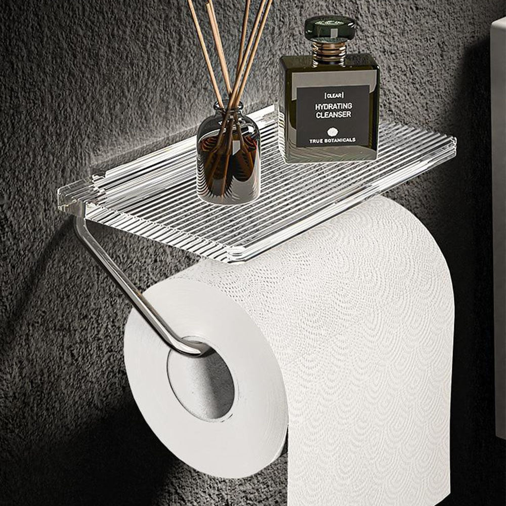 Luxury Gold Toilet Paper Holder with Shelf No Punching Acrylic Roll Paper Holder Tissue Hanger Bathroom Accessories