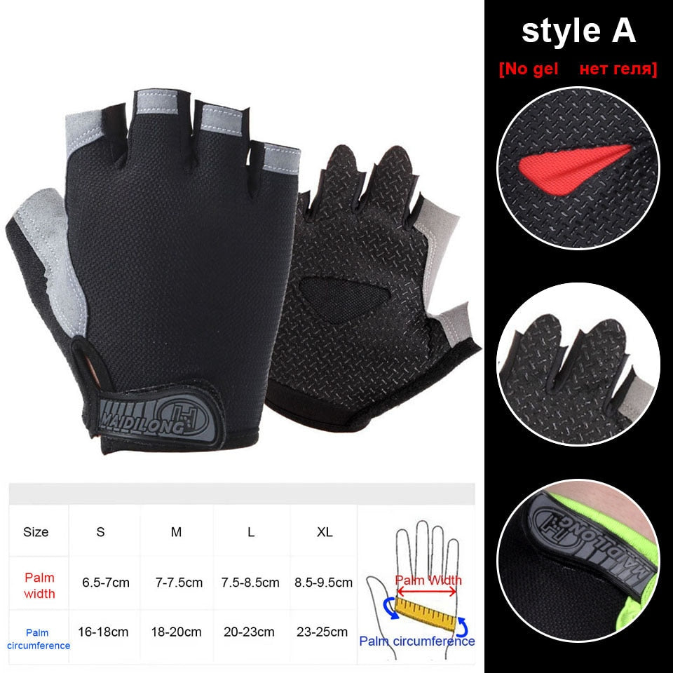 Silicone Anti-slip Anti-sweat Cycling Gloves Men Women Half Finger Gloves Breathable Anti-shock Sports Bike Bicycle Glove D40