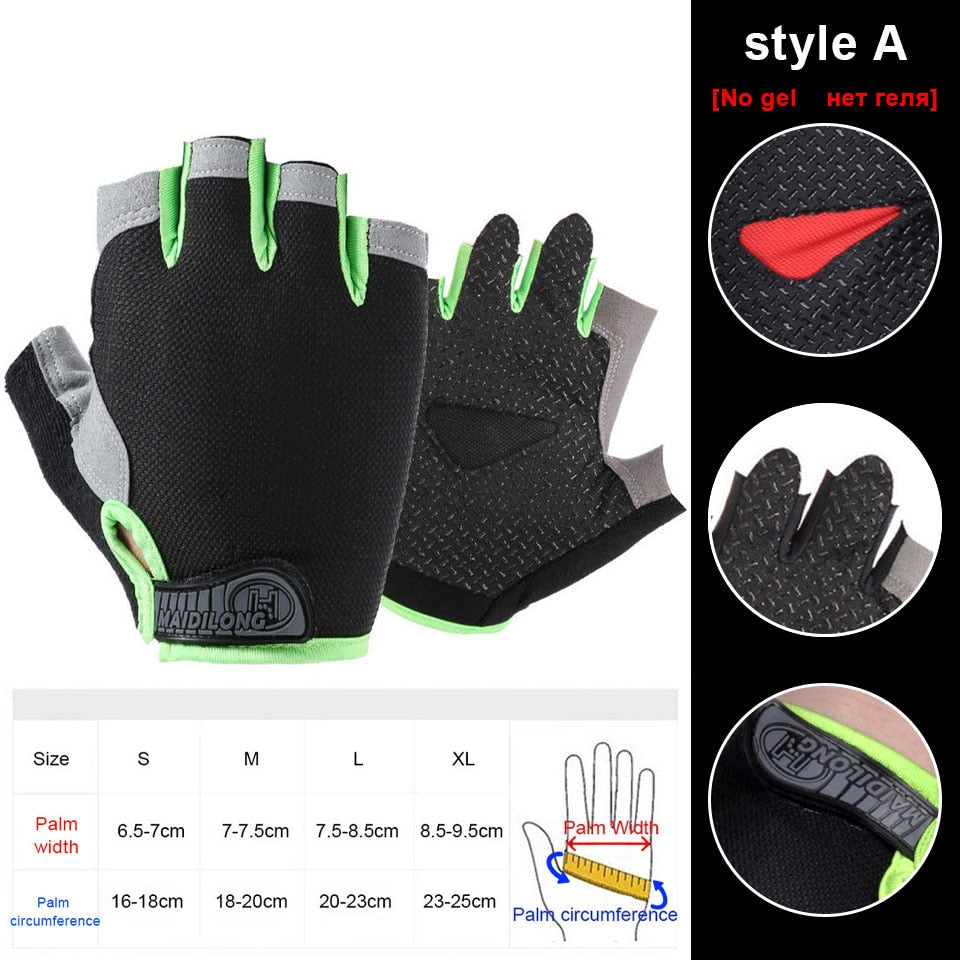 Silicone Anti-slip Anti-sweat Cycling Gloves Men Women Half Finger Gloves Breathable Anti-shock Sports Bike Bicycle Glove D40