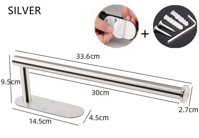 Self Adhesive toilet paper roll holder stand Wall Mount  stainless steel Tissue Towel Roll Dispenser Bath Kitchen Accessories WC