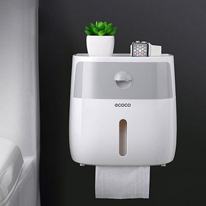 Waterproof Tissue Toilet Roll Paper Holder Bathroom Wall-mounted Plastic Rack Shelf Storage Dispenser LF82003