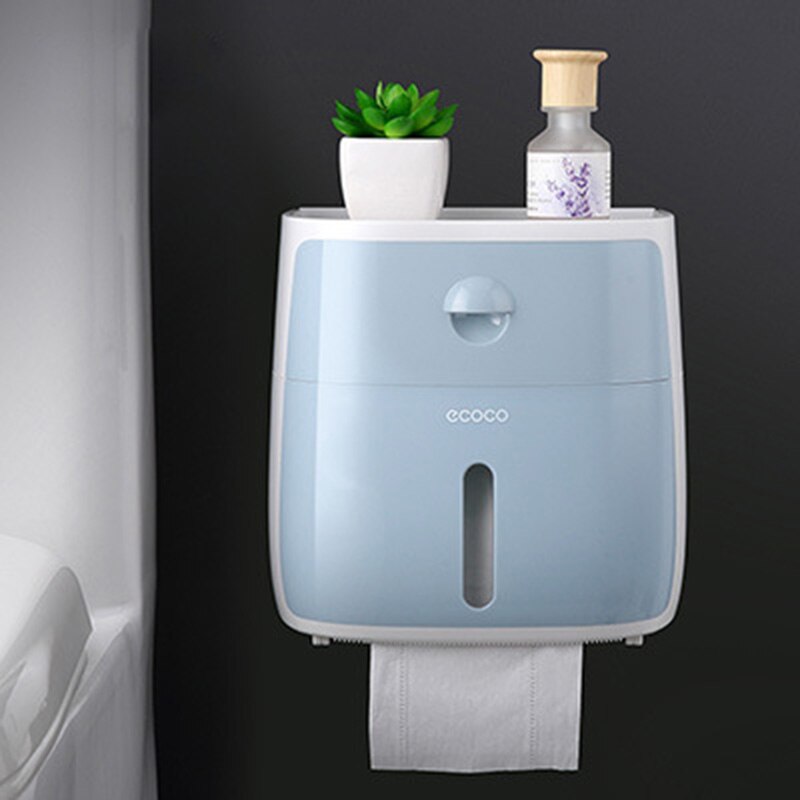 Waterproof Tissue Toilet Roll Paper Holder Bathroom Wall-mounted Plastic Rack Shelf Storage Dispenser LF82003