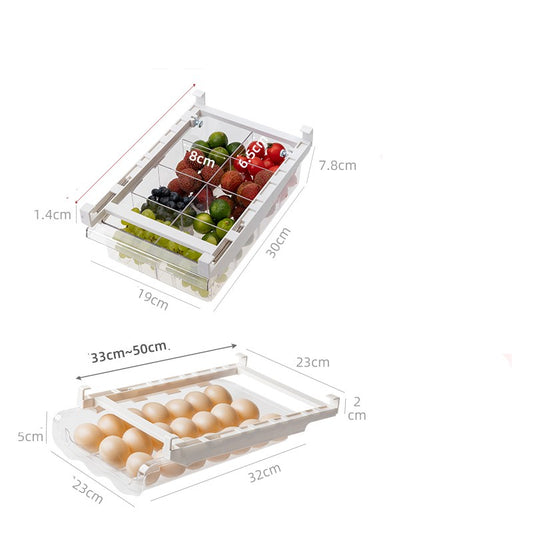 Style: M - Kitchen Organizer Adjustable Kitchen Refrigerator Storage Rack Fridge Freezer Shelf Holder Pull-out Drawer Organiser Space Saver