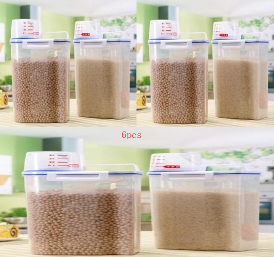 Color: Transparent, quantity: Q6pcs - Air Tight Cereal Container 2 Pc