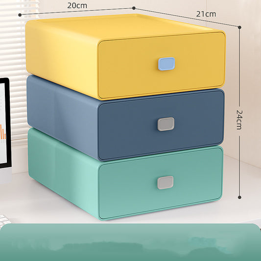 Size: C, Color: Yellow with blue with  green - Cosmetics Student Dormitory Stationery Organizing Box