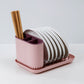 Color: Pink, style: Bowl and chopstick rest - Dish Bowl Countertop Household Shelf And Dish Organizer