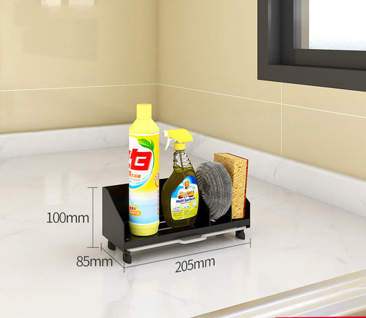 Color: picture color, style: Without rod - Kitchen Sink Caddy Organizer Nonslip Sponge Soap Brush Holder