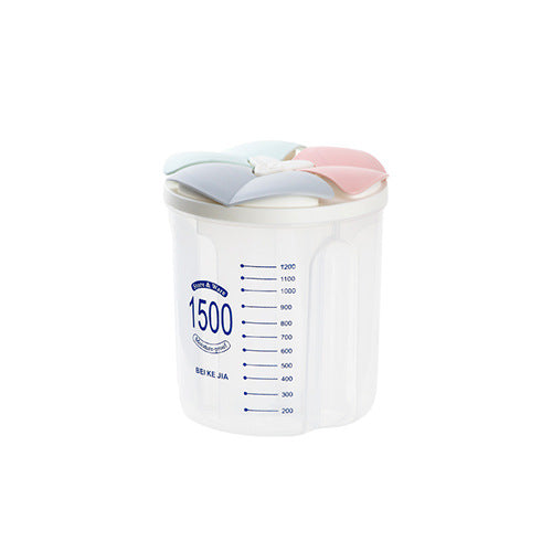 Color: 3 grid - Healthy Containers Cereal Grain Dry Food Storage Tank Transparent Cover Plastic Case