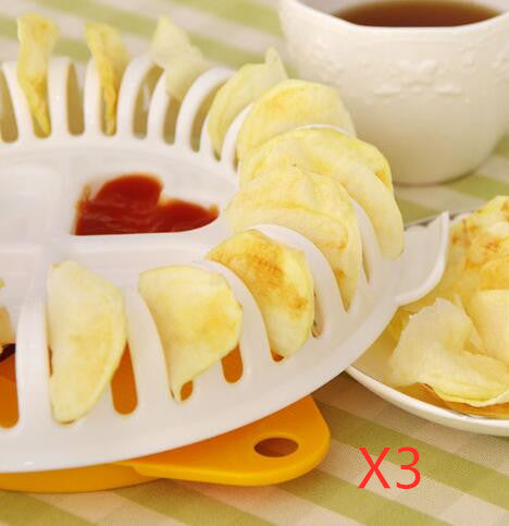 Color: White, Quantity: 3pc - Potato Chips Plastic Maker Kitchen Accessories Gadget Healthy Home Low Calories Kitchen Cooking Tools Cozinha