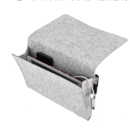 Color: Light gray whitout pocket - Bed Storage Bag with Pocket Felt Bedside Hanger Table Sofa Bedroom Mattress Bedside Anti-slip Organizer Holders