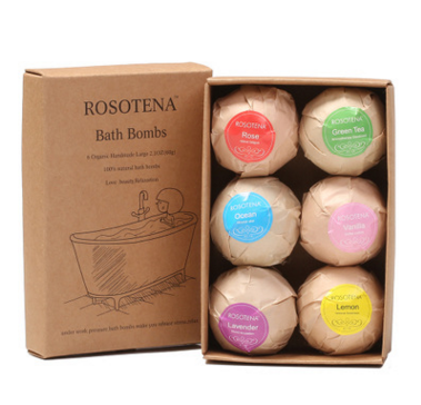 style: 6x60g A - 6 pcs Organic Bath Bombs Bubble Bath Mint Lavender Rose Flavor