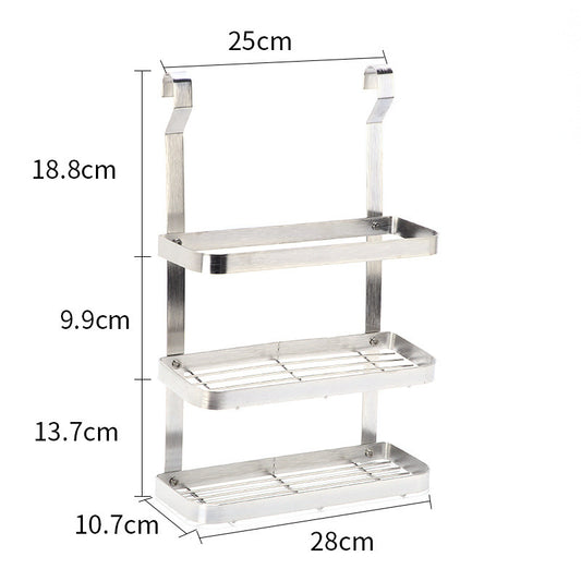 Color: Three Seasoning rack - Stainless Steel Kitchen Organizer Multifunction Dish Drying Rack Wall Hanging Storage Holder Tableware Shelf Drainer 8 Types