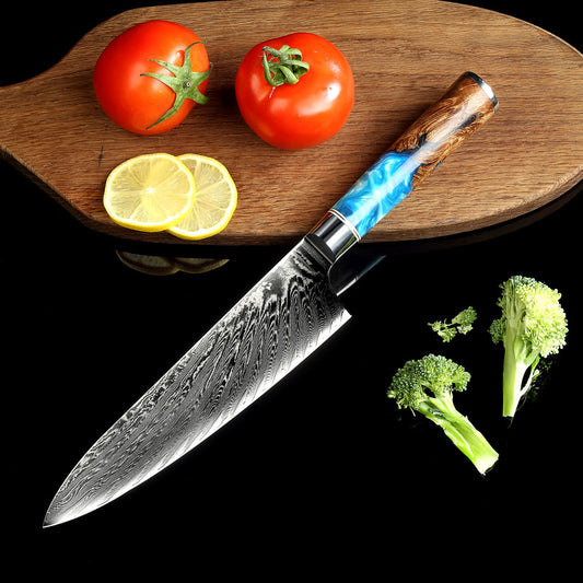 Color: Blue handle with box - Pattern Kitchen Knife