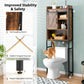 4-Tier Multifunctional Toilet Sorage Cabinet with Adjustable Shelf and Sliding Barn Door-Rustic Brown - Color: Rustic Brown