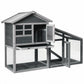 56.5 Inch Length Wooden Rabbit Hutch with Pull out Tray and Ramp - Color: Gray