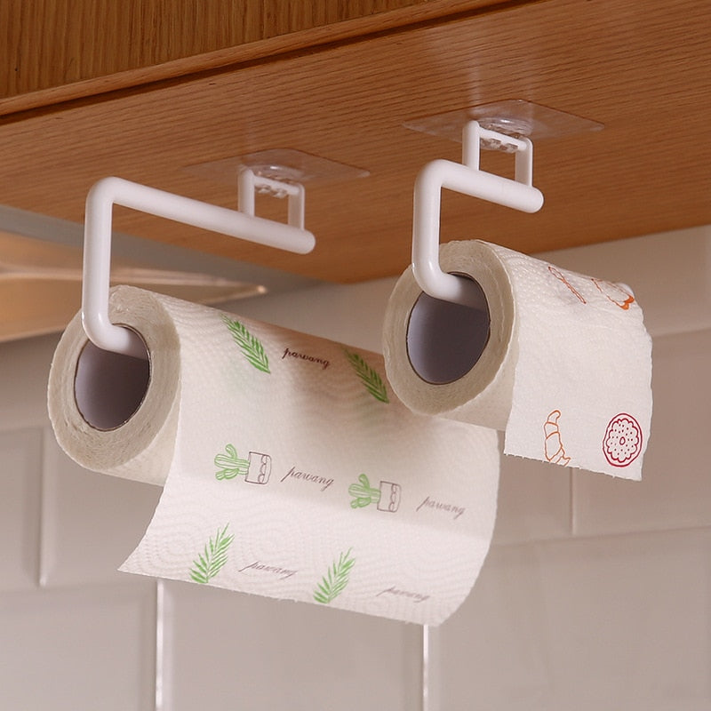 Kitchen Tissue Holder Hanging Toilet Roll Paper Holder Towel Rack Kitchen Bathroom Cabinet Door Hook Holder Organizer