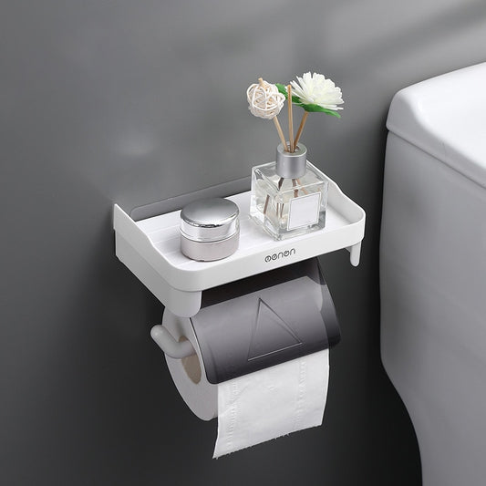 Wall Mount Toilet Paper Holder Top Sundries Storage Plastic Waterproof Roll Paper Storage Rack Bathroom Tissue Organizer Shelves