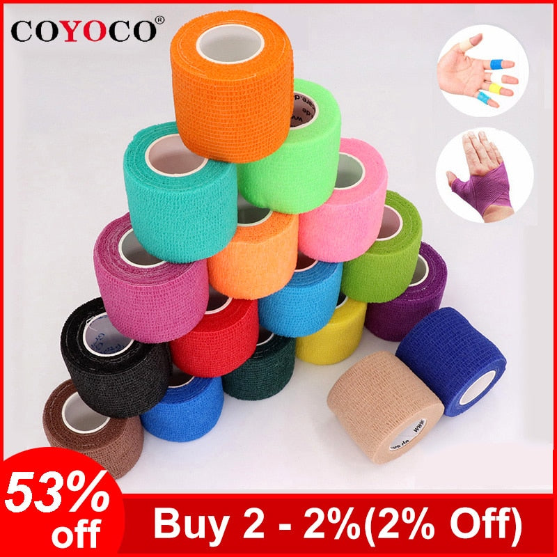 COYOCO Colorful Sport Self Adhesive Elastic Bandage Wrap Tape 4.8m Elastoplast For Knee Support Pads Finger Ankle Palm Shoulder
