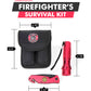 Fire Fighter Red Finish LED Flashlight and Knife w/Pouch
